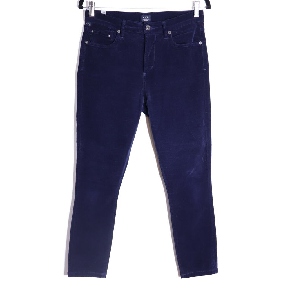 CITIZENS OF HUMANITY Rocket Velour Skinny Pants Dark Blue High Rise Women's 27